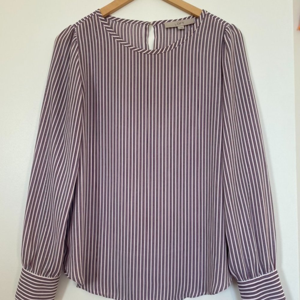 LOFT Vertical Stripe Blouse, Size S
